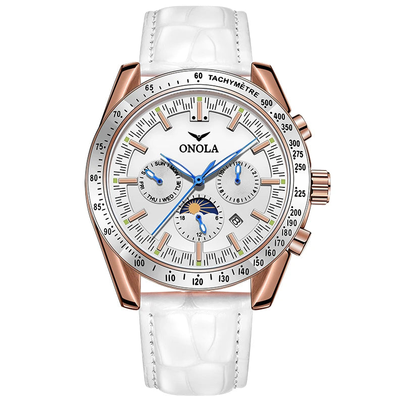 Mechanische Herrenuhr ONOLA – Luxuriöse Automatikuhr im lässigen Stil, mit Lederarmband und durchbrochenem Zifferblatt