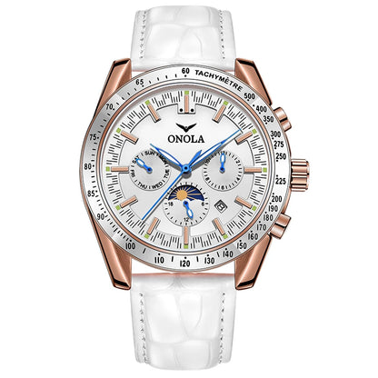 Mechanische Herrenuhr ONOLA – Luxuriöse Automatikuhr im lässigen Stil, mit Lederarmband und durchbrochenem Zifferblatt