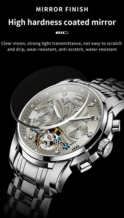 OLEVS 7088 Men Watch Luxury Brand Waterproof Skeleton Automatic Watch HD Fashion Business Men Mechanical Watch Reloj Hombre