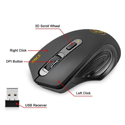 Novi bežični miš s podesivih 2000DPI, USB 3.0 prijamnikom, optički računalni miš 2.4GHz za gaming, ergonomskog dizajna za prijenosno računalo