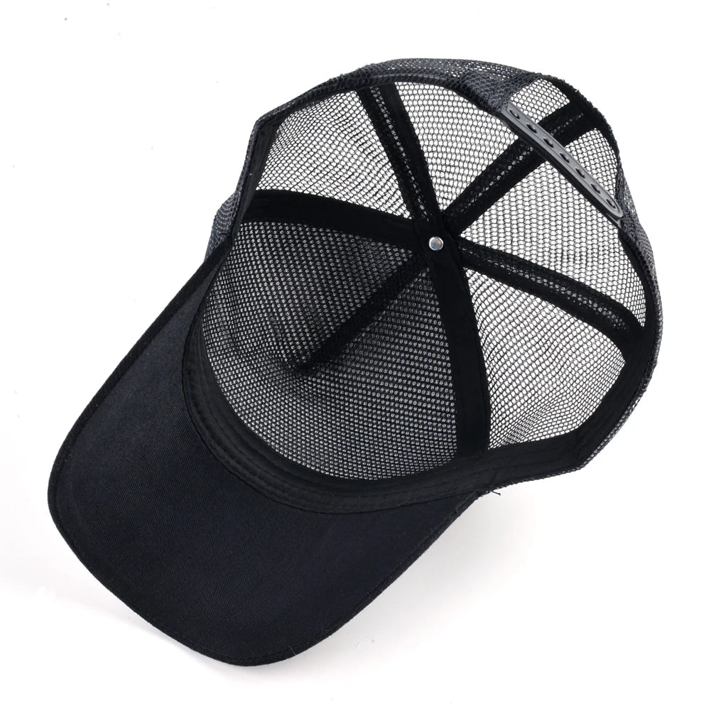 Four Seasons Snapback Baseball Cap Men Fashion Bear Embroidery Hip Hop Hat Women Outdoor Breathable Mesh Trucker Hat