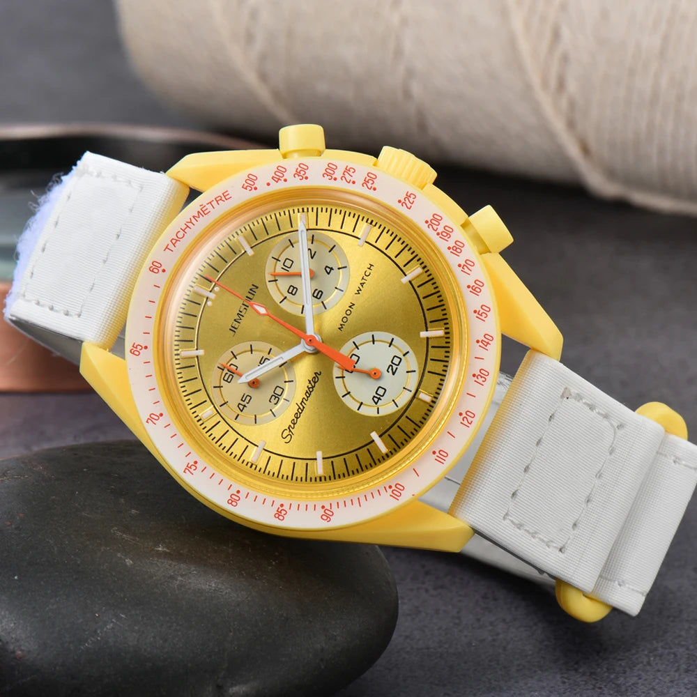 Original Brand Quartz Watches Multifunction Plastic Case Moonwatch For Mens Ladies Chronograph Explore Planet AAA Clocks