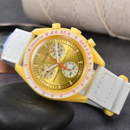 Original Brand Quartz Watches Multifunction Plastic Case Moonwatch For Mens Ladies Chronograph Explore Planet AAA Clocks