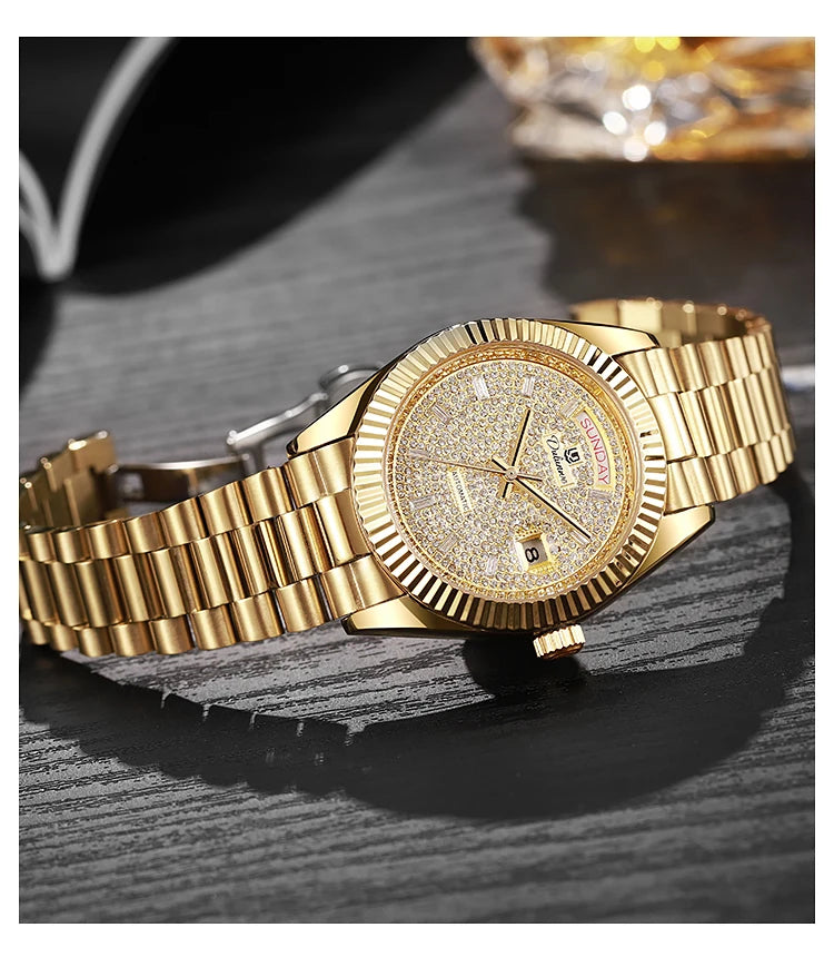 Top Brand Business Men's Watches Luxury Calendar Week Automatic Mechanical Watch for Man Waterproof Gold Stainless Steel