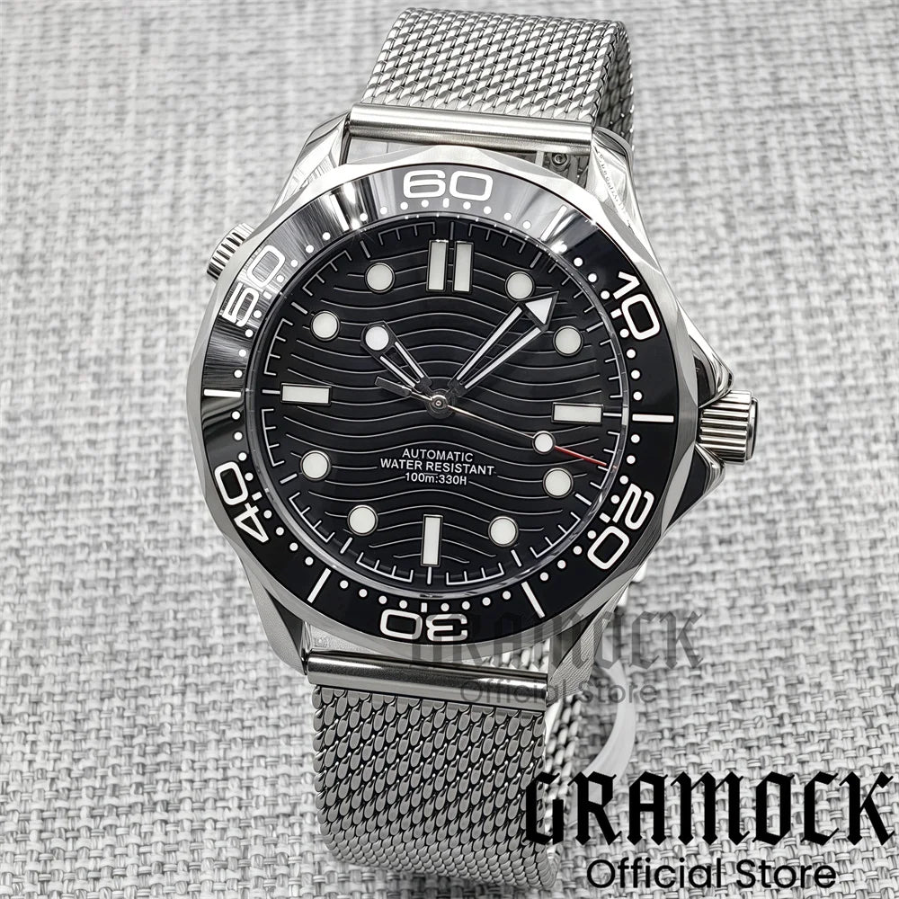 Gramock New 007 NTTD Wristwatch 41mm Men Mechanical Watch Automatic Watch Domed Sapphire Glass Luminous Diving Steel NH35/PT5000
