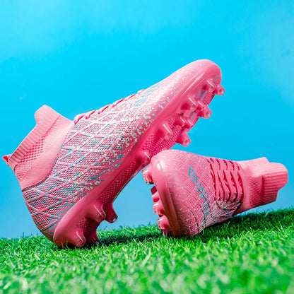 AG/FG Athletic Soccer Cleats PU Fabric Comfort Upper TPU Anti-Slip Long Studs Sole Reliable Quality Adult Kids Training Shoes