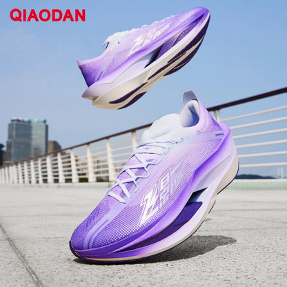 QIAODAN Feiying Plaid 3 Chaussures de course pour homme à semelle en carbone, baskets de marathon, chaussures de sport à amorti rebondissant QDB023262290