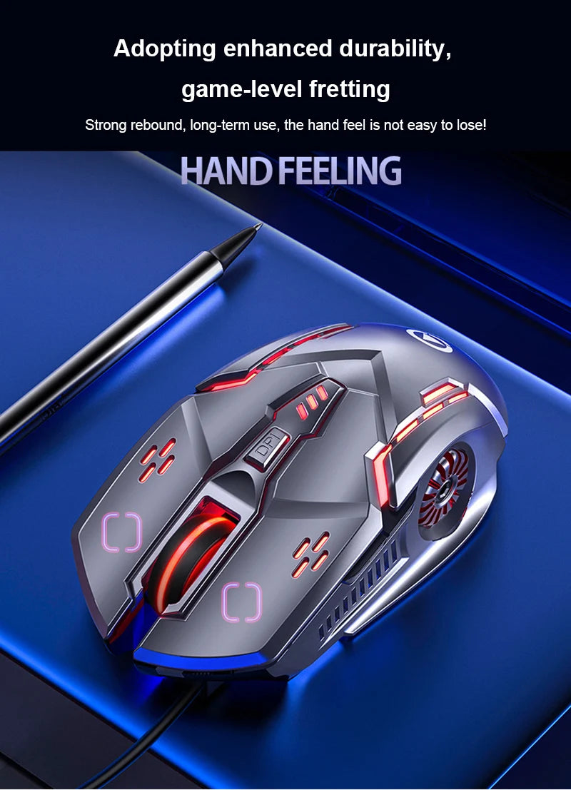 Žična gaming miška G5 z barvito osvetlitvijo ozadja, 6 gumbi, tihim delovanjem, 4-stopenjsko nastavitvijo in 3200 DPI RGB za računalnik in prenosnik