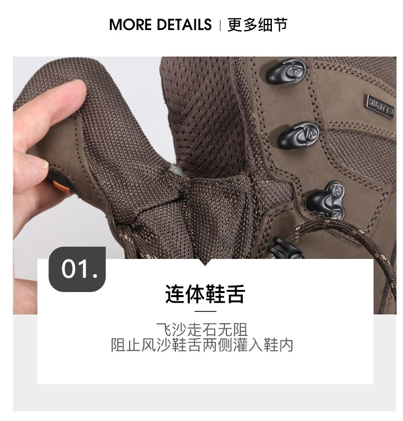 HUMTTO Sapatilhas de Caminhada Impermeáveis para Homem, Botas de Caça Táticas de Deserto, Botas de Trekking pelo Tornozelo para Homem e Mulher, Quentes em Couro