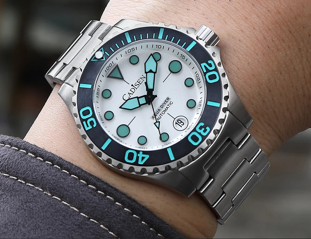NEW 2026 CADISEN AQUA DIVER Brand Luxury Men Watches Automatic Watch Japan 8215 100M Waterproof Luminous Mechanical Wristwatch