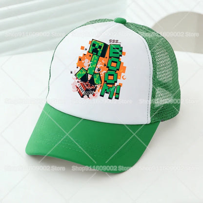 Baseballové čiapky s sieťovinou s motívmi z hry Minecraft, kreslené postavičky, pre dospelých a deti, športové čiapky, pre chlapcov a dievčatá, letné vonkajšie čiapky s klobúkom proti slnku, darček