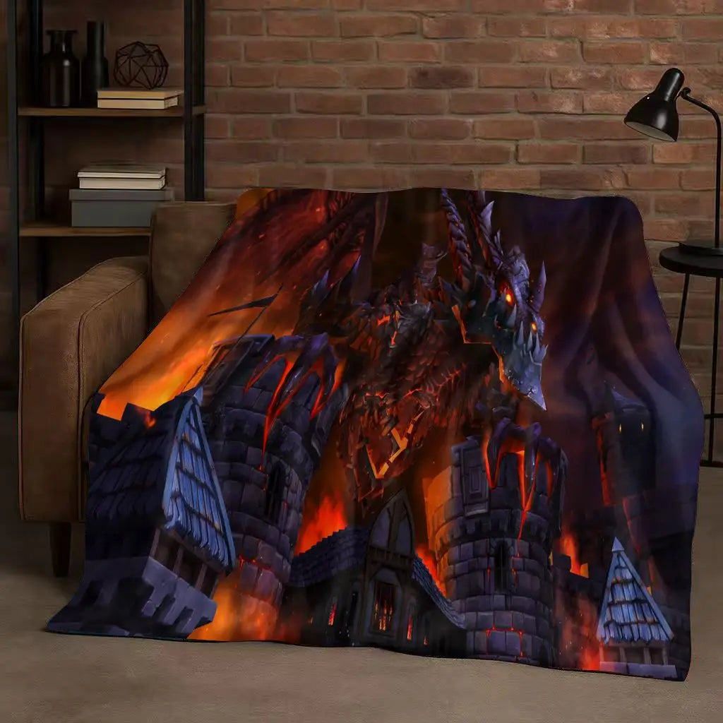 3D WOW World of Warcraft žaidimo „Demon Hunter Arthas“ animacinio stiliaus flanelinis pledas, itin minkštas pliušinis užklotas namams, miegamajam, lovai ir sofai