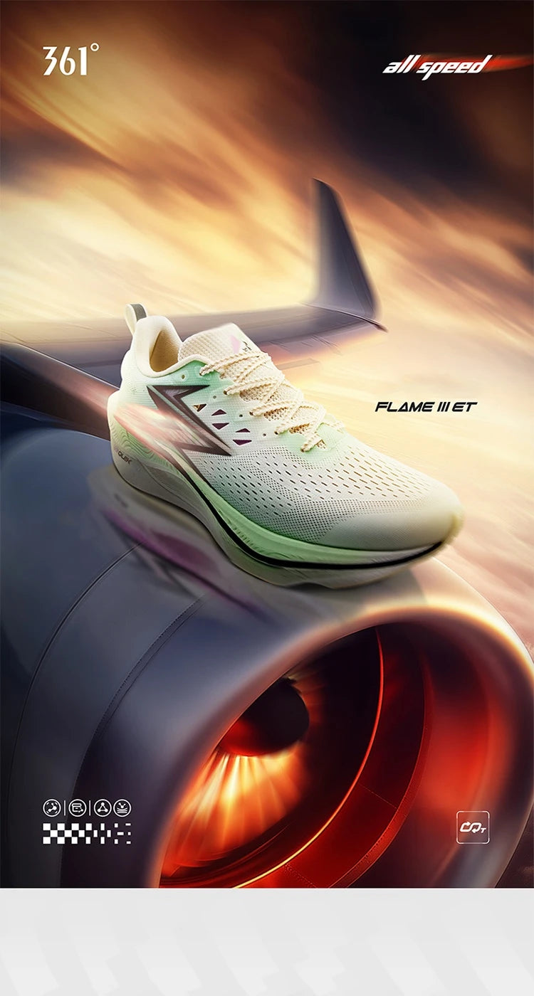 361 Degrees Flame 3.0 ET Men Running Shoes Racing Marathon Breathable Comfort Stable Rebound Jogging Male Sneakers 672612245F