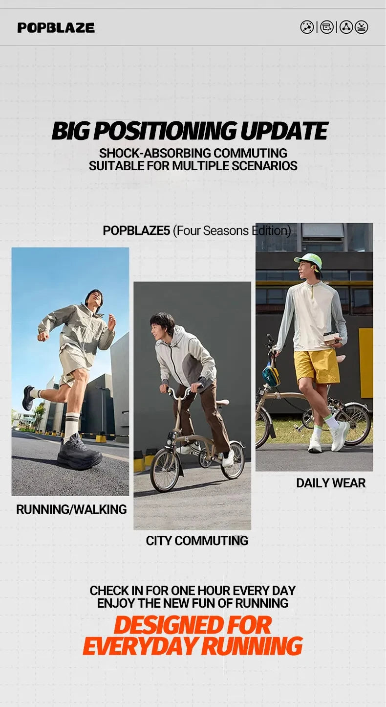 361 Degrees PopBlaze 5 Herren-Laufschuhe, neue Dämpfung, dicke Sohle, atmungsaktiv, rutschfest, Outdoor-Jogging-Sneaker für Herren 672532212