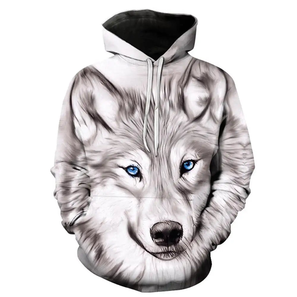 Europäischer und amerikanischer Bestseller: 3D-bedruckter Wolf-Hoodie, modischer langärmliger Pullover, cooler Animal-Sweatshirt mit Persönlichkeit