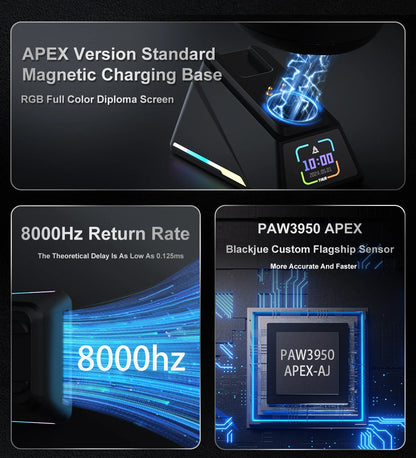 Bezdrôtová herná myš AJAZZ AJ159 APEX/AJ159PRO s RGB magnetickou nabíjacou základňou, ľahká herná myš AJ159P pre PC a notebook