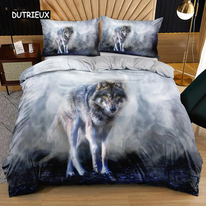 3D Wolf Beddengoedset Zwart Wit Dromenvanger Tribale Stijl Dekbedovertrek voor Tieners Volwassenen Vrouwen Mannen Slaapkamerdecoratie