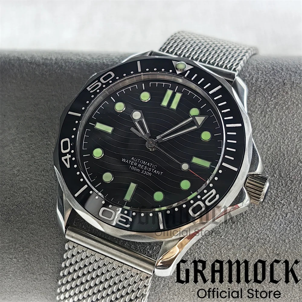 Gramock New 007 NTTD Wristwatch 41mm Men Mechanical Watch Automatic Watch Domed Sapphire Glass Luminous Diving Steel NH35/PT5000