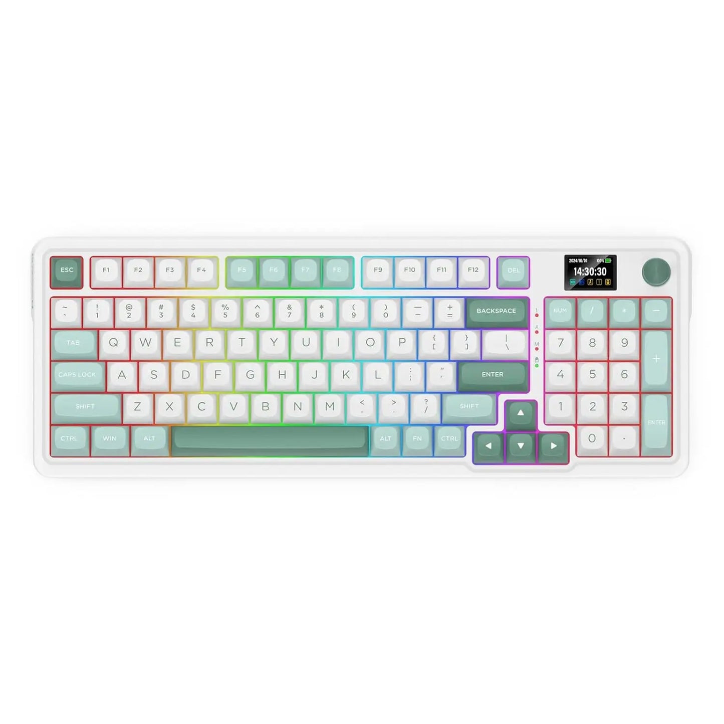Redragon K719 Wireless Gasket Gaming 95 Keys Mechanical Keyboard, Easy-Control 1.14’’ TFT Info Display, Mint Mambo Switches