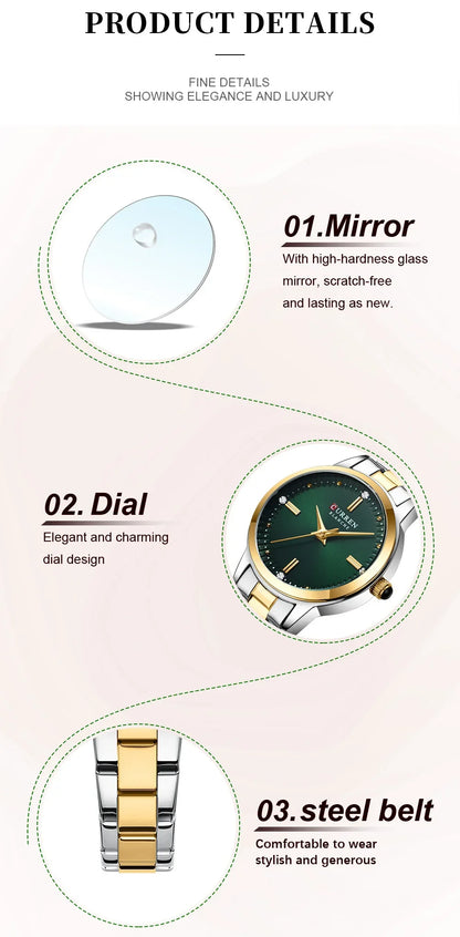 CURREN Women's Watches Fashion Original Quartz Wrist Watch for Ladies Roman Dial Dazzling Diamond Waterproof Luminous Luxury New