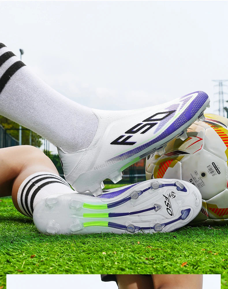 New Men Football Boots Futsal Outdoor Sneakers Match Grass Non-Slip High-quality Soccer Shoes Cleats Hot-selling High-top Light
