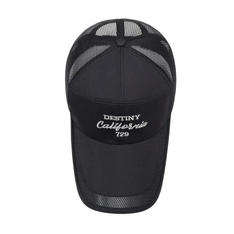New extended brim fashionable baseball cap for summer outdoor travel, sunshade hat with mesh breathable men's and women's hats