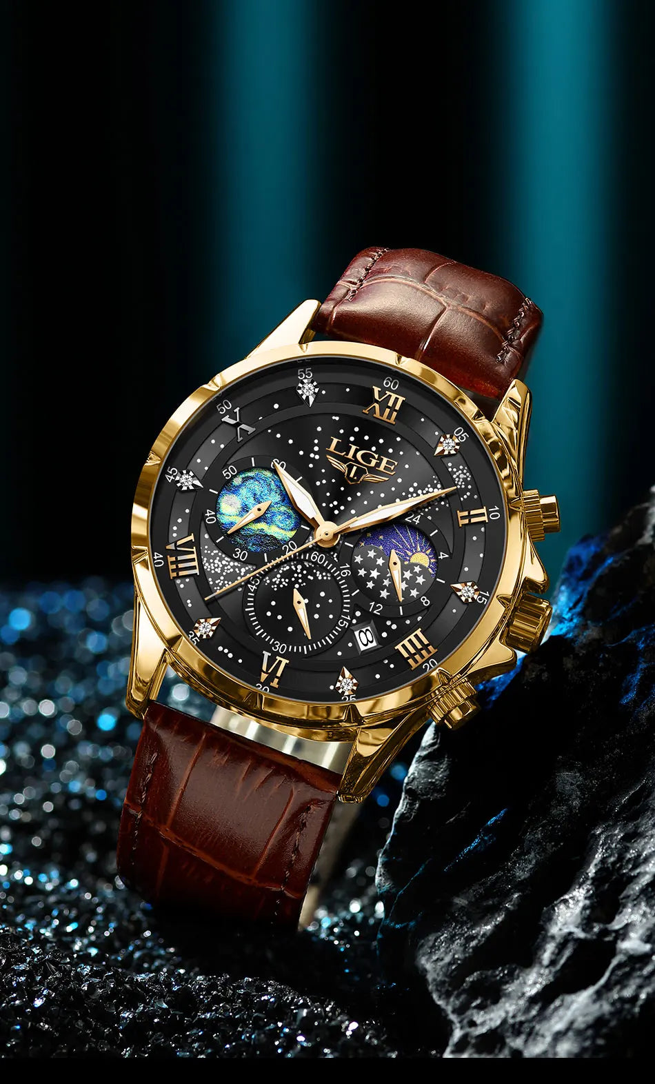 New LIGE Watches Mens Top Brand Luxury Casual Leather Quartz Men's Watch Business Clock Male Sports Waterproof Date Chronograph
