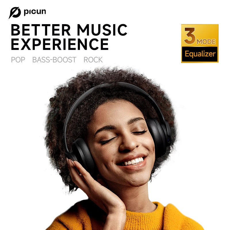 Picun B8 Wireless Bluetooth Headphones – 120H Playtime, Bluetooth 5.3, Low Latency Gaming Headset with Microphone & Deep Bass Sound