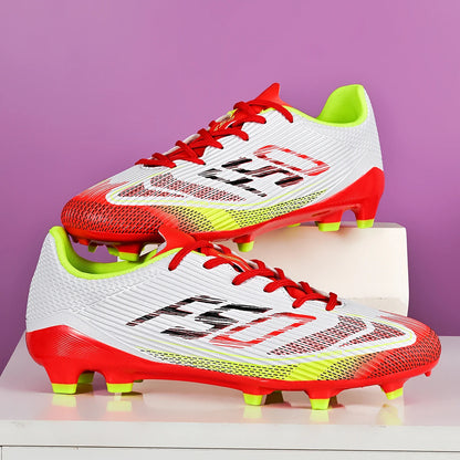 Chaussures de football AG FG pour hommes, tige en PU souple, structure de crampons renforcée, pour adultes, pour les matchs et entraînements de football en plein air sur pelouse.