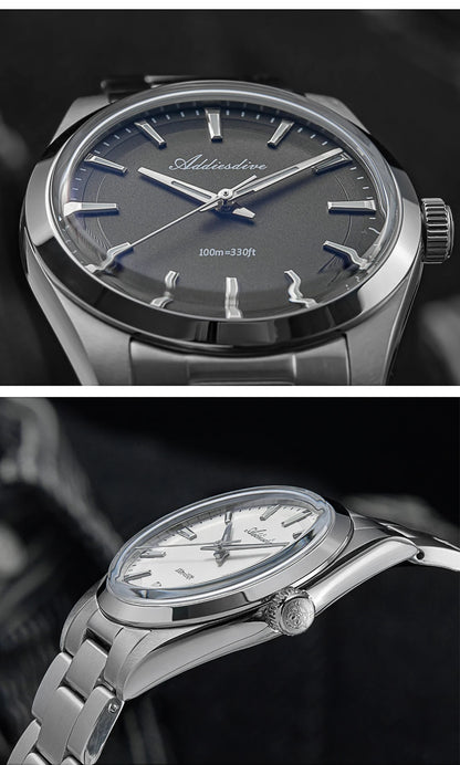 Orologio da uomo ADDIESDIVE in acciaio, stile di lusso, dotato di vetro bombato, movimento al quarzo e rivestimento luminescente blu BGW9; impermeabile fino a 100 ATM, display analogico – Modello AD2066