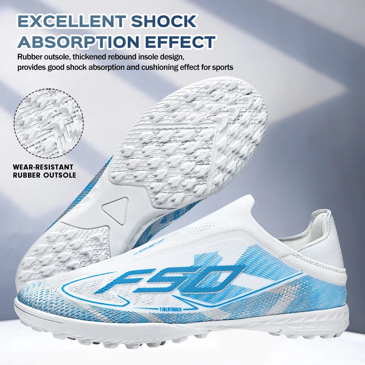 TF Soccer Shoes For Kids Youth PU Fabric Upper Rubber Sole Wear-resistant Non-slip Training Football Boots