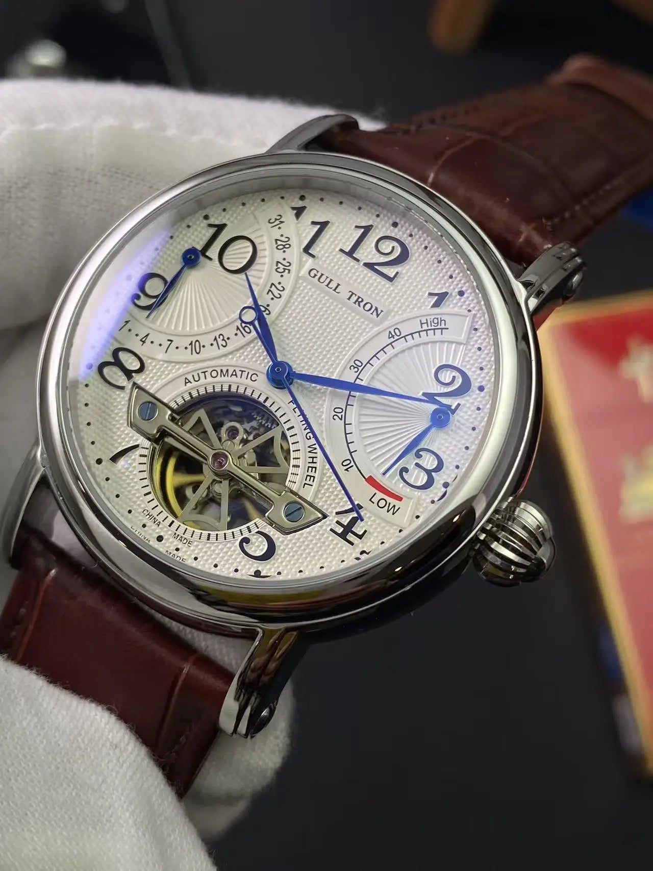 Seagull Movement Multi functional Fashion Men's Watch 40MM Flyback Calendar Week Beautiful Flywheel Stainless Steel Waterproof P