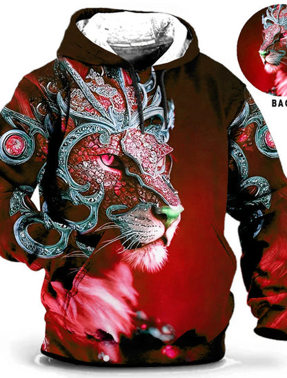 Men's Unisex Hoodie Fashion Pullover Hoodie Sweatshirt Hooded Animal Wolf Lion Dragon Tiger Print Daily 3D Print Casual Hoodies