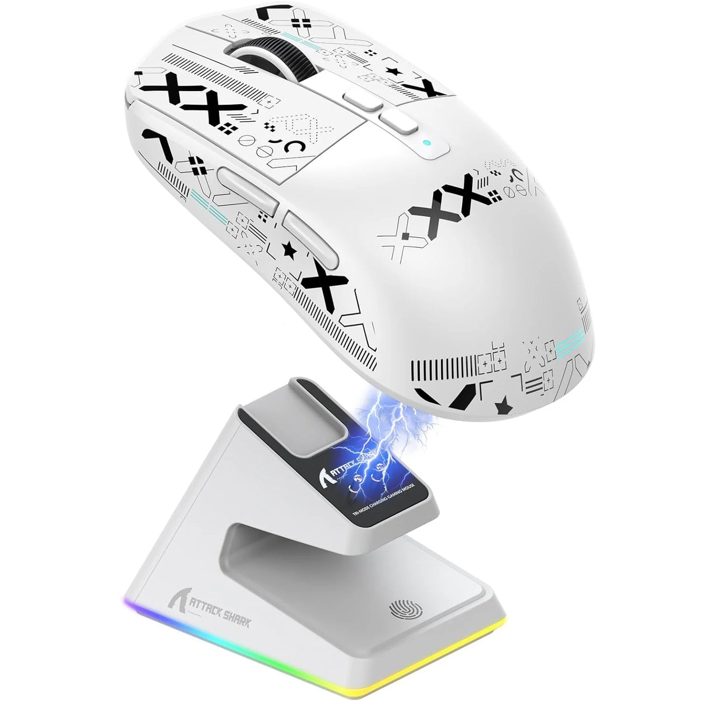 ATTACK SHARK X6 49g SUPERLIGHT Gaming Mouse With Charging Dock, PixArt PAW3395 Gaming Sensor, BT/2.4G Wireless/Wired, 26000 DPI