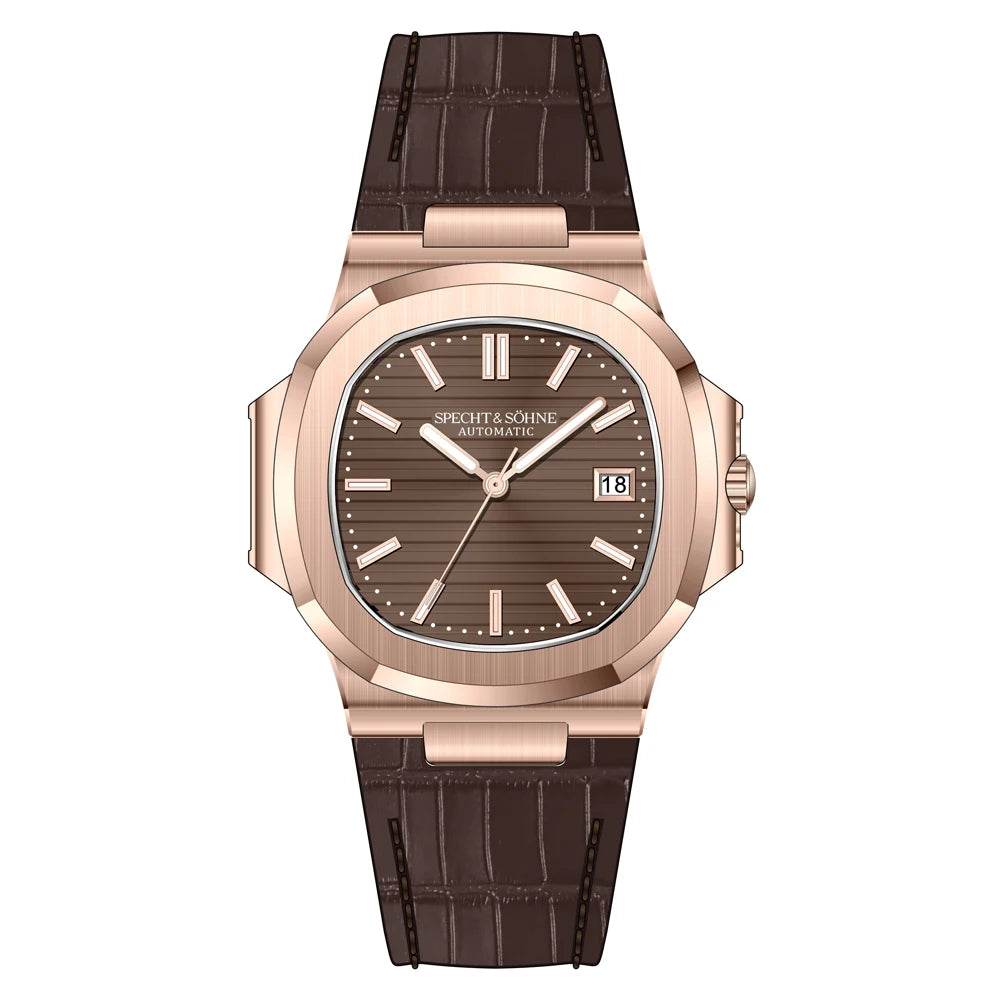 New Specht&Sohne Men's Watches Mechanical Watch Japan Miyota 8215 Movt Rose Gold Stainless Steel Classic 5711 Watch Waterproof