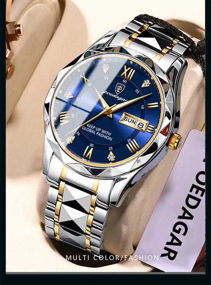 POEDAGAR Luxury Business Men's Watches Waterproof Stainless Steel Luminous Man Wristwatch Date Week Quartz Sport Men Watch Reloj