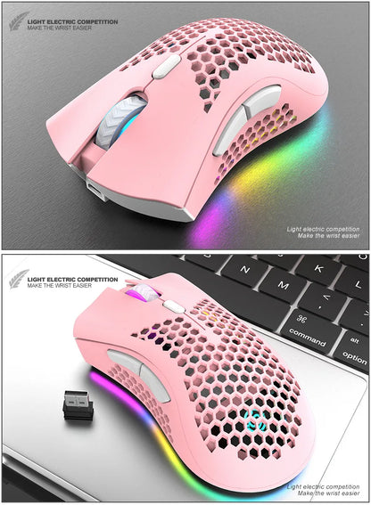 BM600 Rechargeable USB 2.4G Wireless RGB Light Honeycomb Gaming Mouse Desktop PC Computers Notebook Laptop Mice Mause Gamer