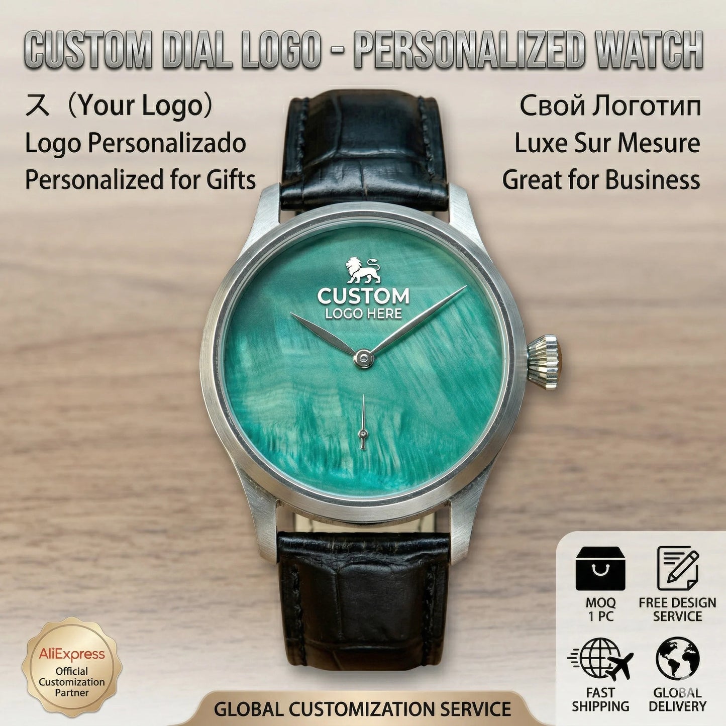 CORGEUT 42mm Custom Logo Watch Men ST3621 Hand Wind Mechanical Green MOP Dial Sapphire Glass Luxury Personalized Wristwatch