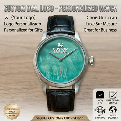 CORGEUT 42mm Custom Logo Watch Men ST3621 Hand Wind Mechanical Green MOP Dial Sapphire Glass Luxury Personalized Wristwatch