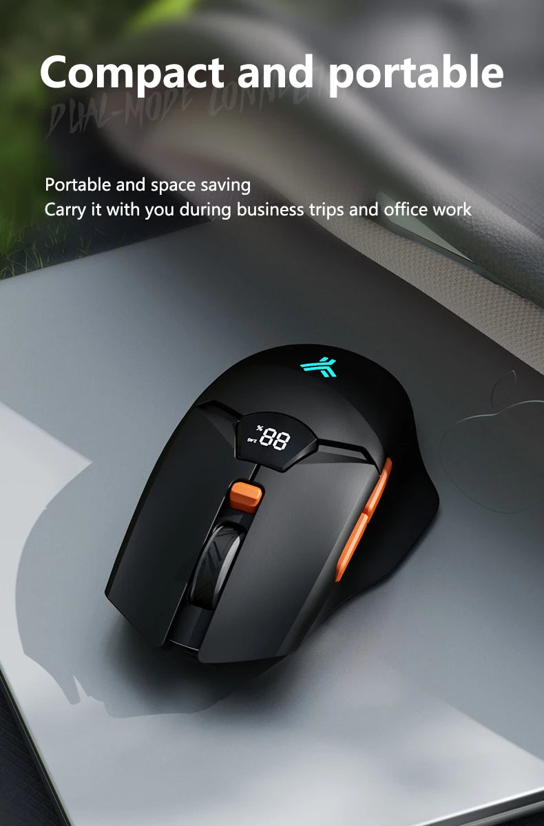 Warvank SX01 trådlös gamingmus med smart skärm, DPI-justering i 6 steg, 600mAh uppladdningsbar tyst Bluetooth-mus för kontor
