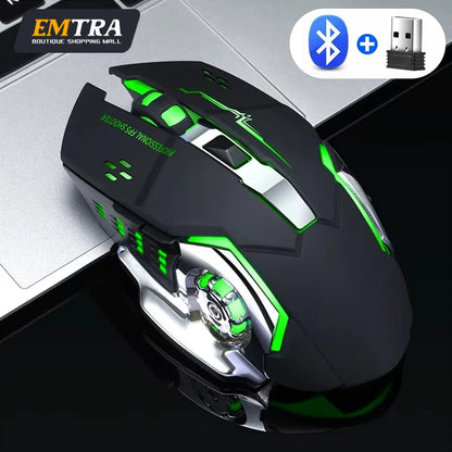 EMTRA Bluetooth Wireless Mouse 2.4G USB Mechanische Maus mit Hintergrundbeleuchtung, leise, wiederaufladbare Gaming-Maus, Laptop- und Computerzubehör