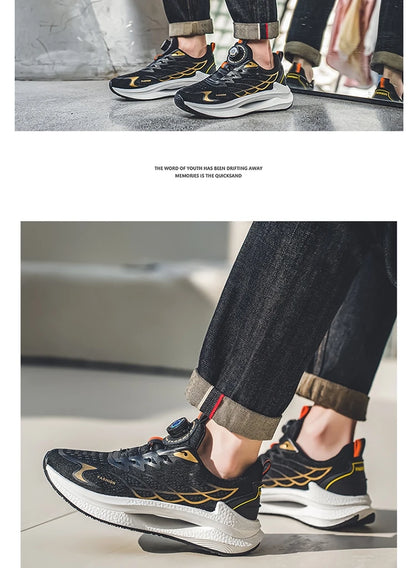 Summer Breathable Casual Sports Shoes for Men, New Fashionable and Versatile Breathable Mesh Rotating Buckle Running Shoes Suitable for Outdoor Sports and Daily Wear