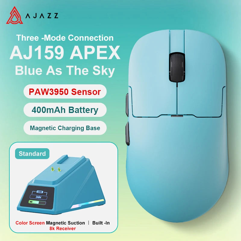 Bezdrôtová herná myš AJAZZ AJ159 APEX/AJ159PRO s RGB magnetickou nabíjacou základňou, ľahká herná myš AJ159P pre PC a notebook
