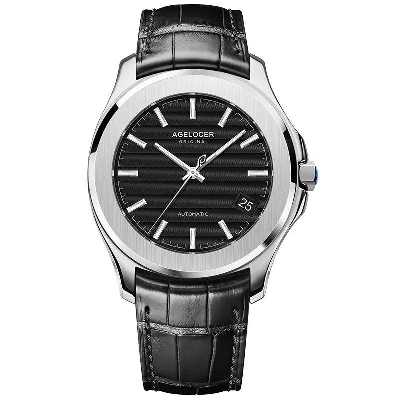 AGELOCER Original Baikal Watch Men's Luxury Gold Watch Big Calendar Business Automatic Mechanical Watch Birthday Gift for Men