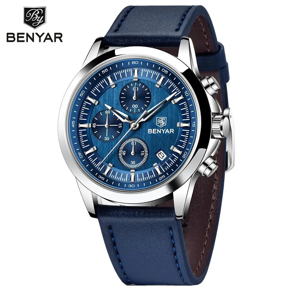 BENYAR 2024 New 40MM Men's Quartz Watch 50M Waterproof Automatic Diving Watch Luxury Fashion Men's Stainless Steel Watch
