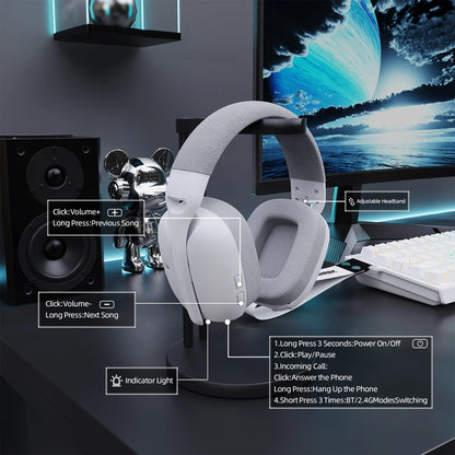ATTACK SHARK L80PRO 3-in-1 Gaming-Headset – Kabellose Bluetooth-Kopfhörer mit niedriger Latenz, Doppelmikrofon, 40mm Hi-Fi-Sound und stabiler Verbindung fürs Gaming