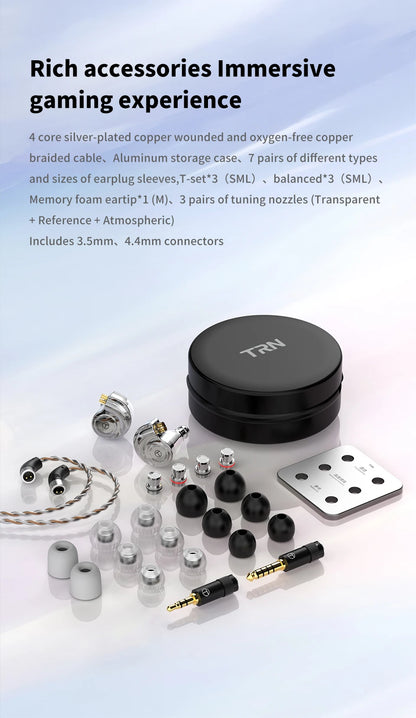 Monitores In-Ear TRN Conch Lucky Bag – Auriculares HiFi com Fio, Dinâmicos de Diamante DLC, com Filtros de Bocal de Afinação para Xiaomi