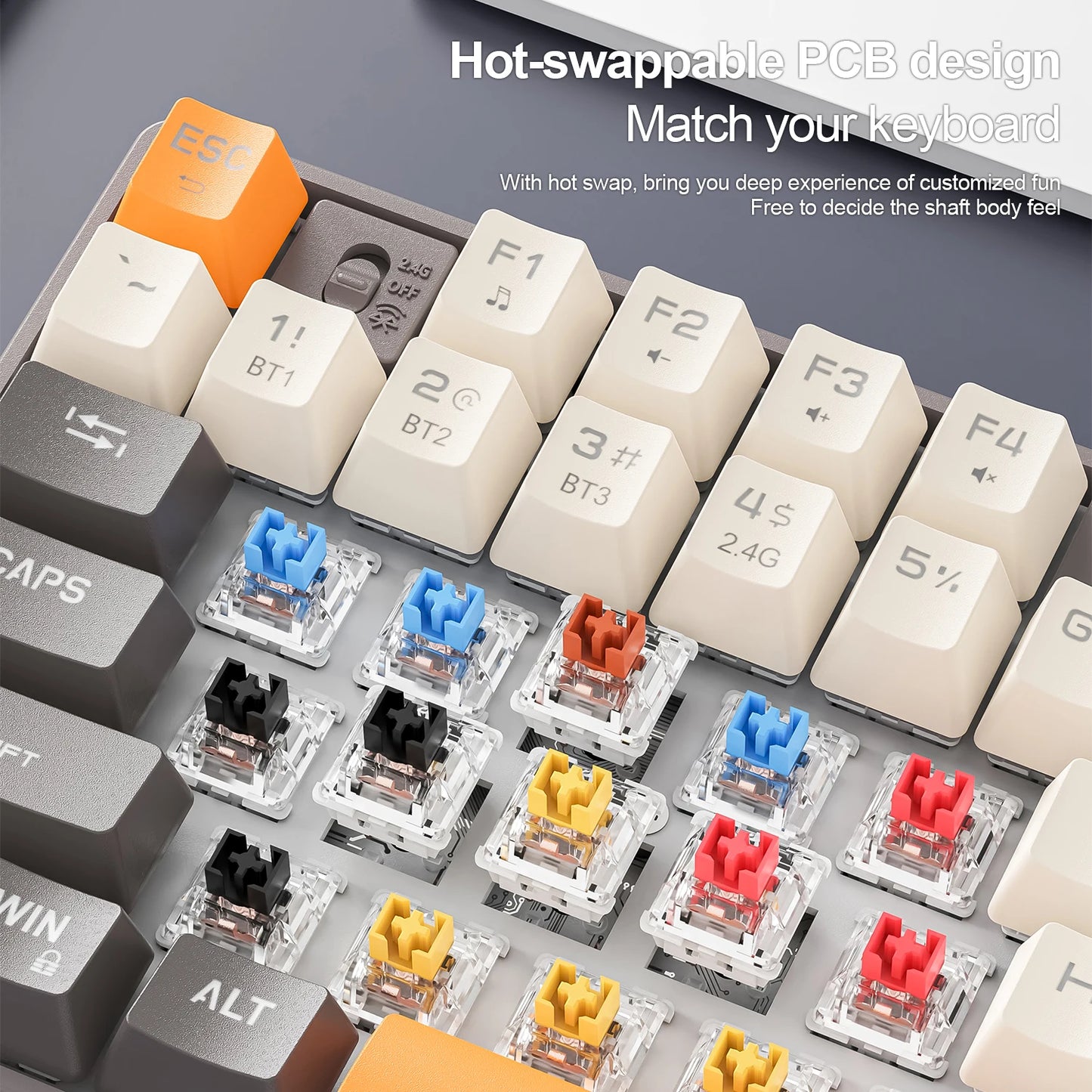 SMAILWOLF MK87 Bluetooth kabellose mechanische Tastatur, E-Sports-Gaming, Full-Key-Hot-Plug, Custom-Tastatur