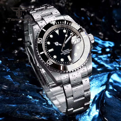 Tandorio 40mm Men's Automatic Watch Date Mechanical Miyota8215/PT5000 Movt Sapphire Business Waterproof Wristwatch Screw Crown