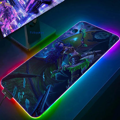 World Of Warcraft LED Backlight Gaming Mousepad Gamer Mousepads RGB Mouse Pad Non-Slip Rubber Deskmats Keyboard Desk Mat WOW